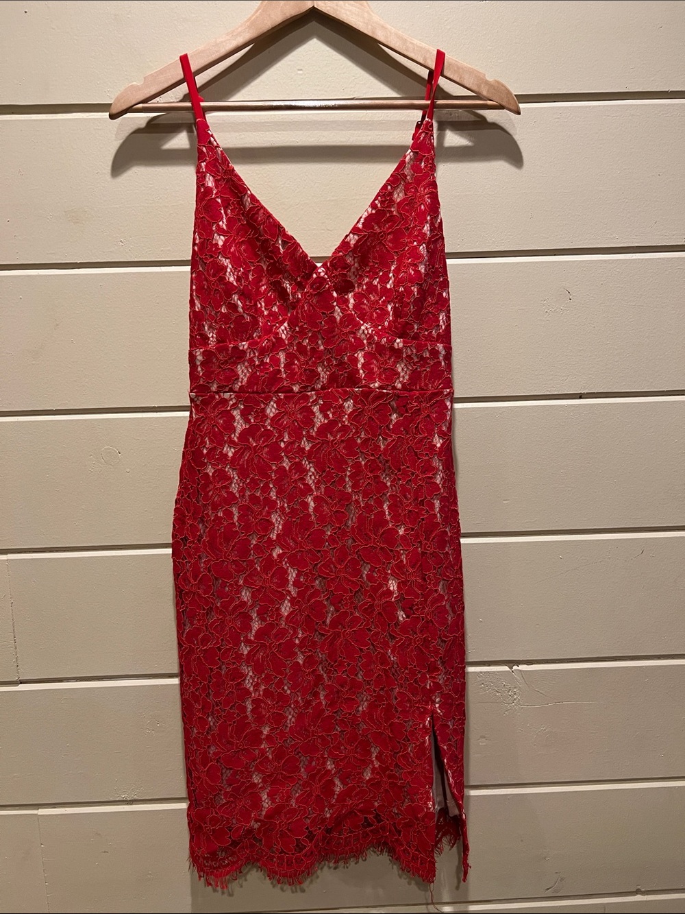 Lulu's Red Lace Midi Dress